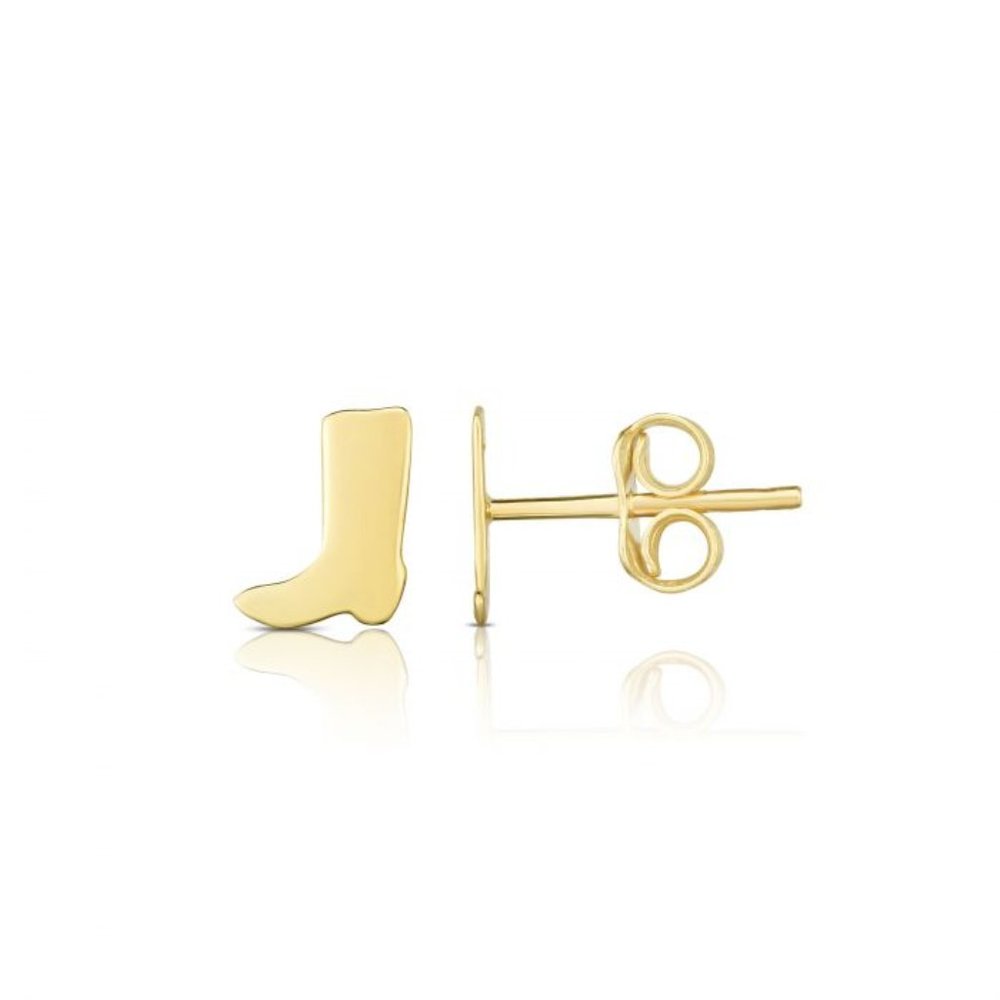 14K Gold Cowboy Boot Stud Earrings
